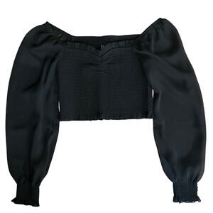 Black Sweetheart Neckline Stretch Bodice Long Sleeve Grunge Y2K Goth Crop Top